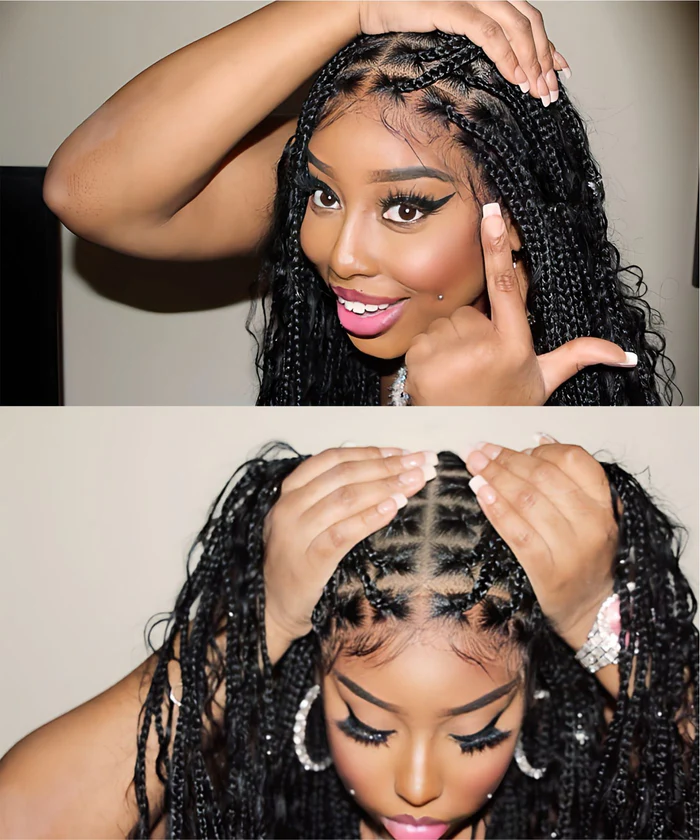 Full deals cap box braids with beads