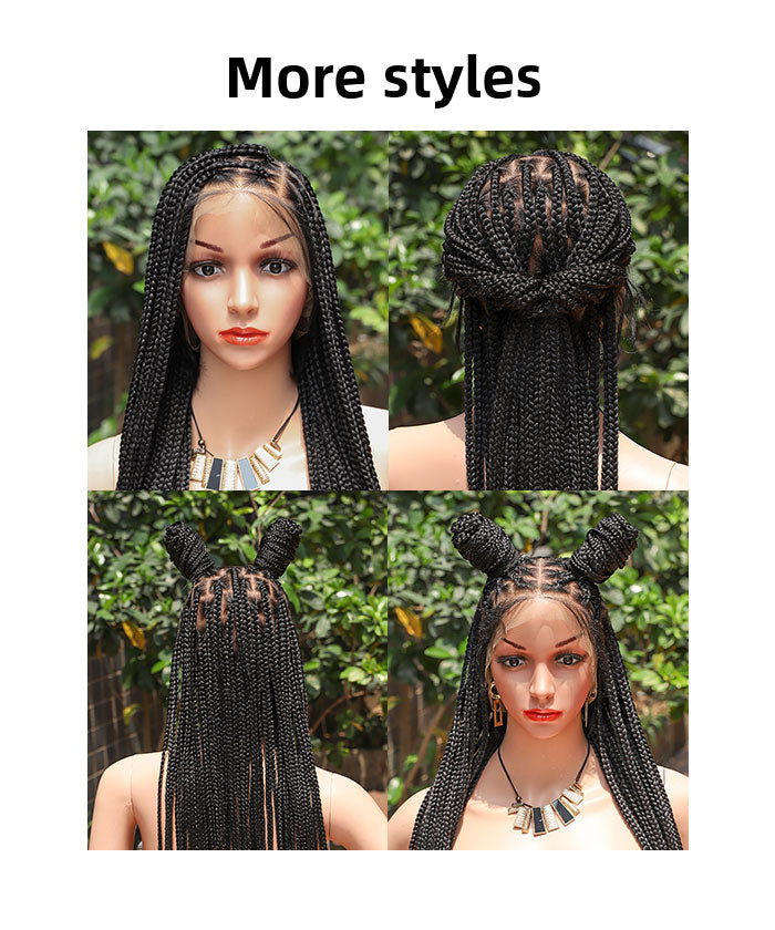 Fancivivi Small Knotless Braids Over Hip-Length 36" 13*7 Hand Tied Lace Small Square Box Braided Wig