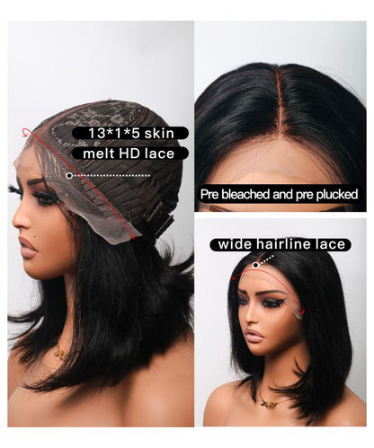 Glueless HD lace Deep Wave Pre Cut Pre Bleached Invisible Knots Virgin Human Hair Braided Wig