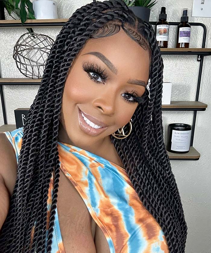 Fancivivi Large Twist Braids Over Hip-Length 36" Full Hand Tied Lace Braided Wig