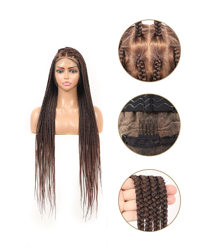 Fancivivi Over Hip-Length 36"Full Handmade Lace Goddess Braids Large Box Braided Wig