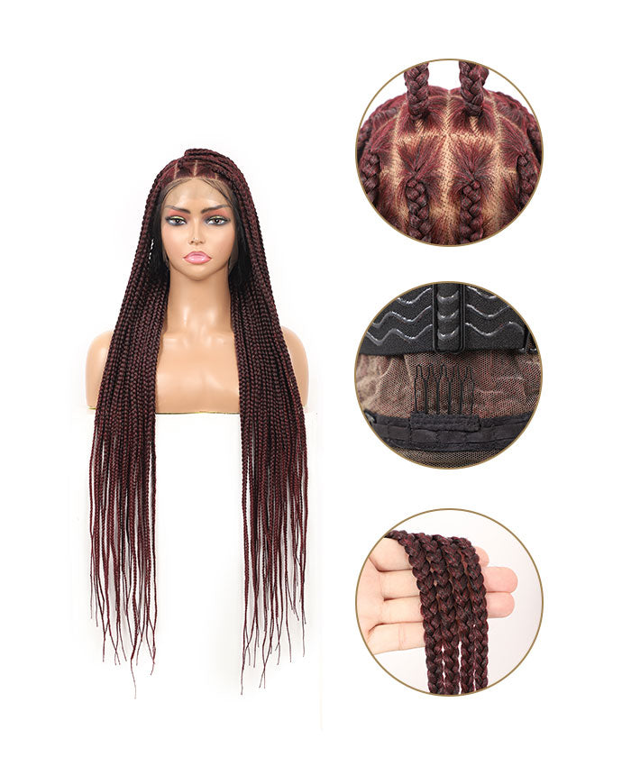 Fancivivi Over Hip-Length 36"Full Handmade Lace Goddess Braids Large Box Braided Wig