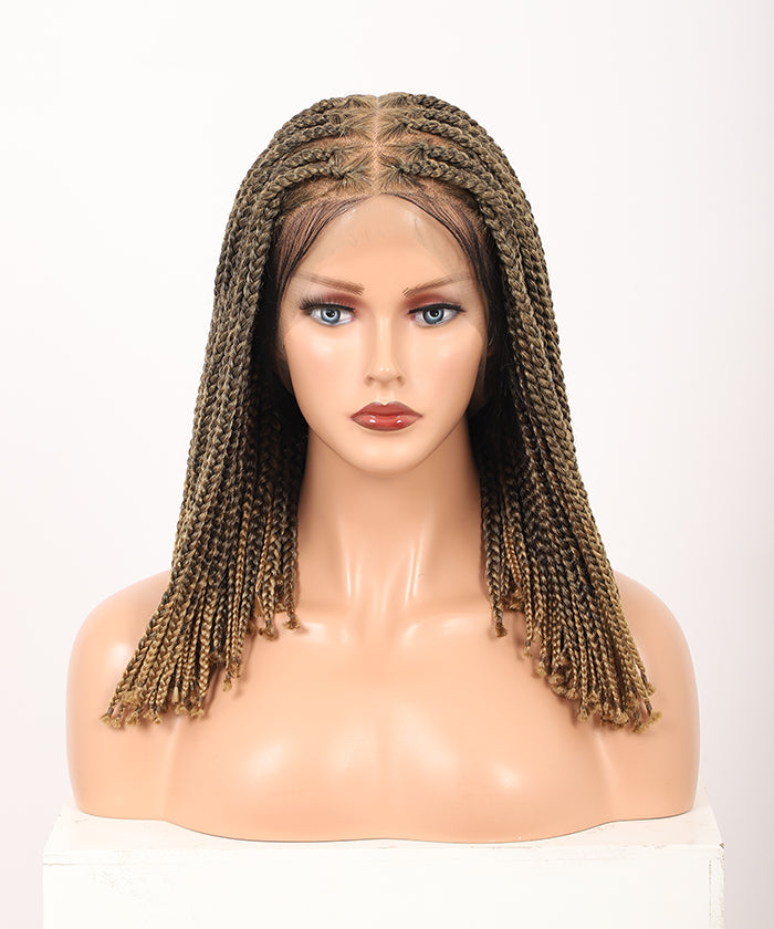 Fancivivi 14" Small Triangle Short Box Braids Hand Tied Full Lace Knotless Wig