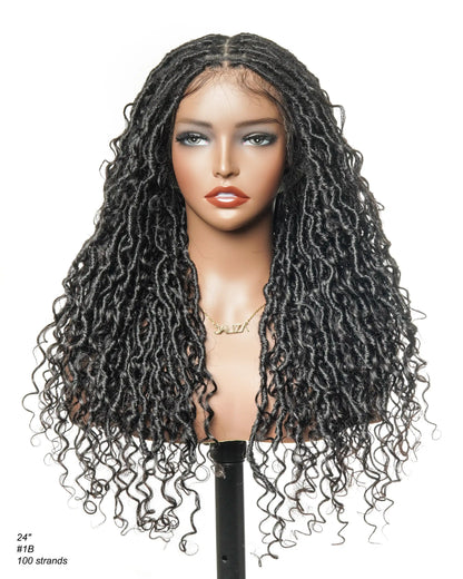 Full Density Salon-level Human Hair Curls HD Full Lace Boho Locs Wig 100 Strands