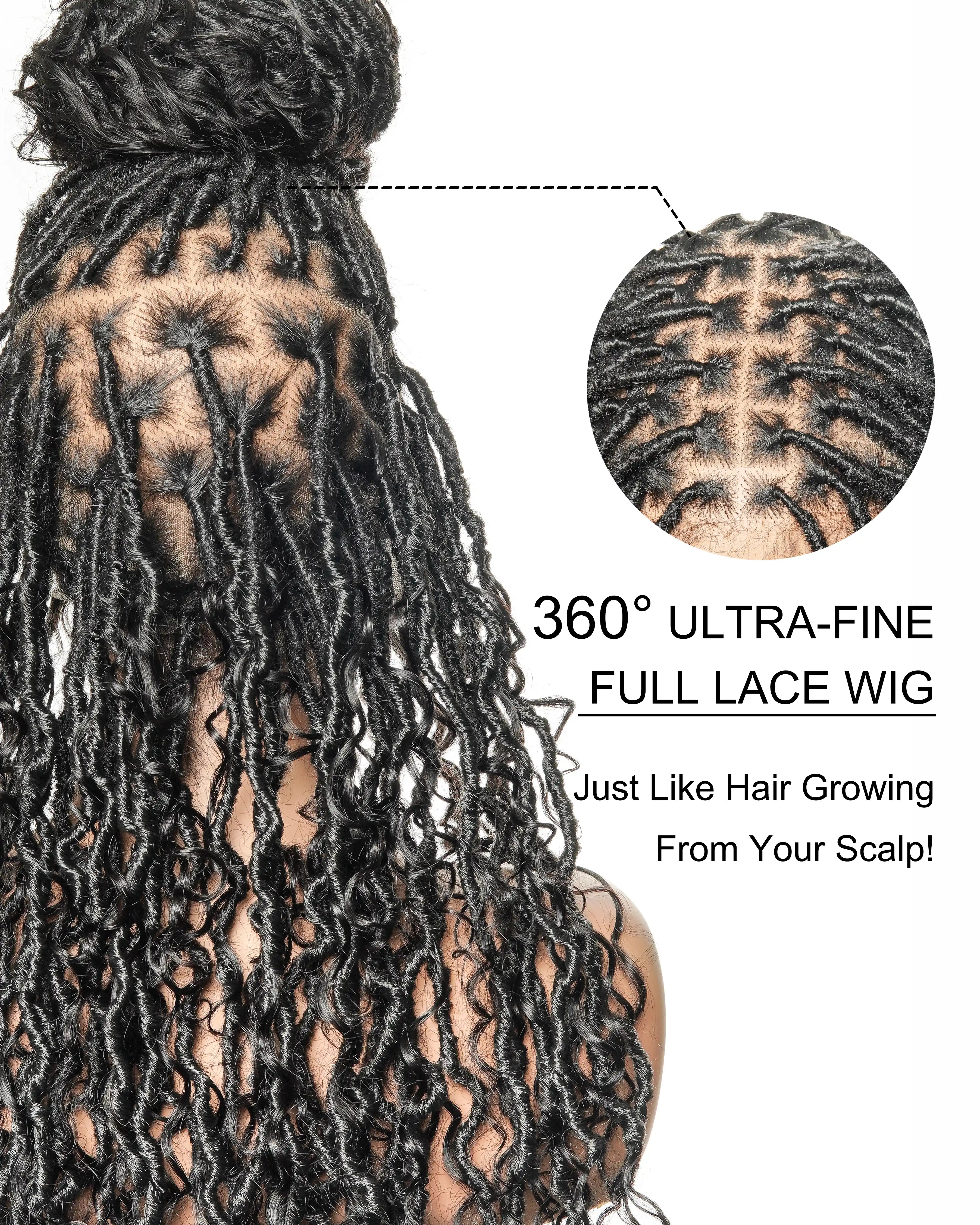 Full Density Salon-level Human Hair Curls HD Full Lace Boho Locs Wig 100 Strands