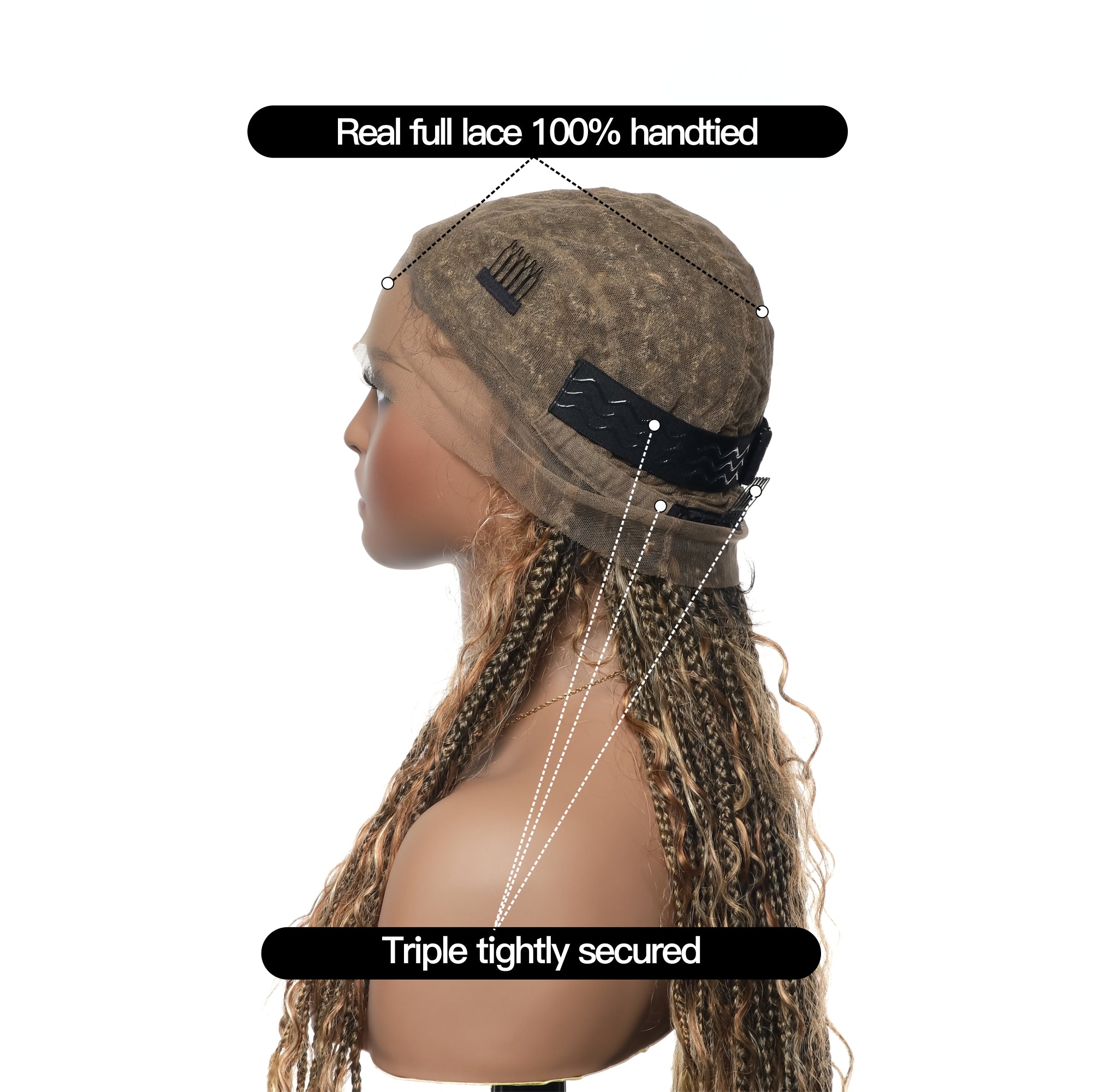 Knotless Tangleless Boho Box Braided Wig 36" 86 Strands Blend Color #1B&30&27&613