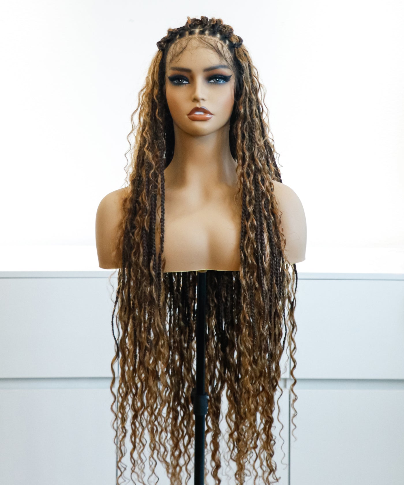 Super High Density Tangleless 36" HD Lace Knotless Boho Small Box Braided Wig 121 Strands  - Human Baby Hair