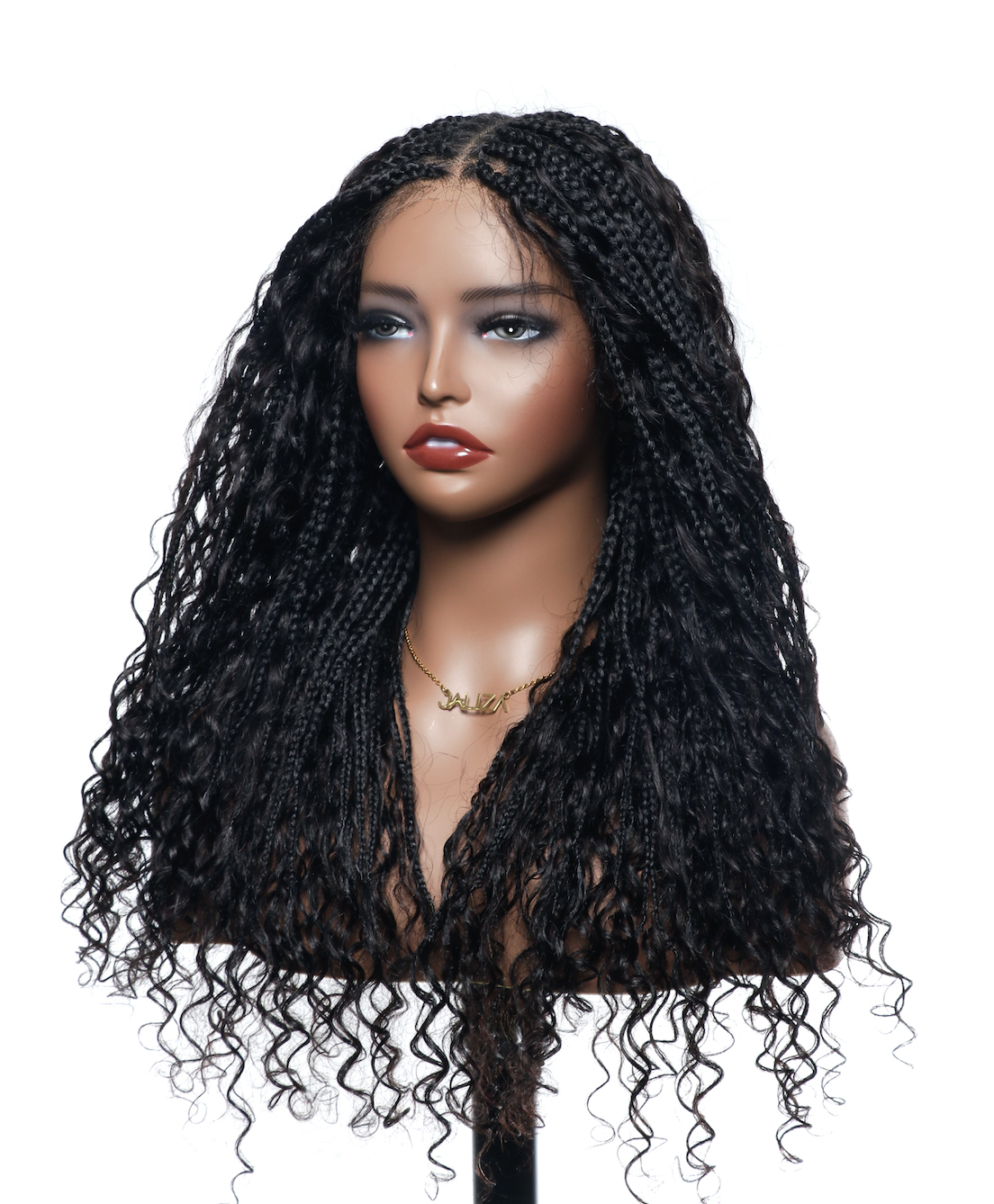 24" HD Lace Lightweight Tangleless Human Hair curls Full Hand Tied Boho Box Braided Wig