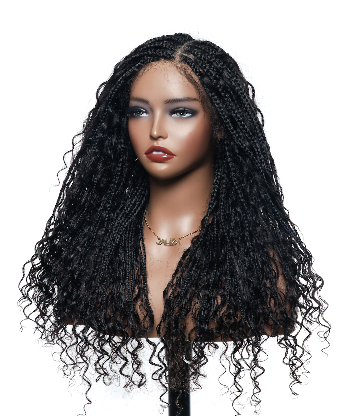 24" HD Lace Lightweight Tangleless Human Hair curls Full Hand Tied Boho Box Braided Wig