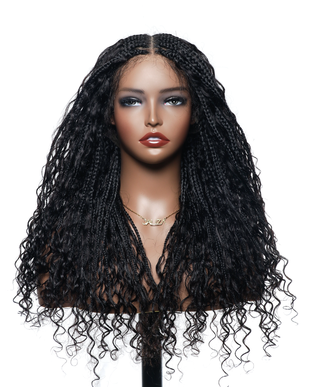 24" HD Lace Lightweight Tangleless Human Hair curls Full Hand Tied Boho Box Braided Wig