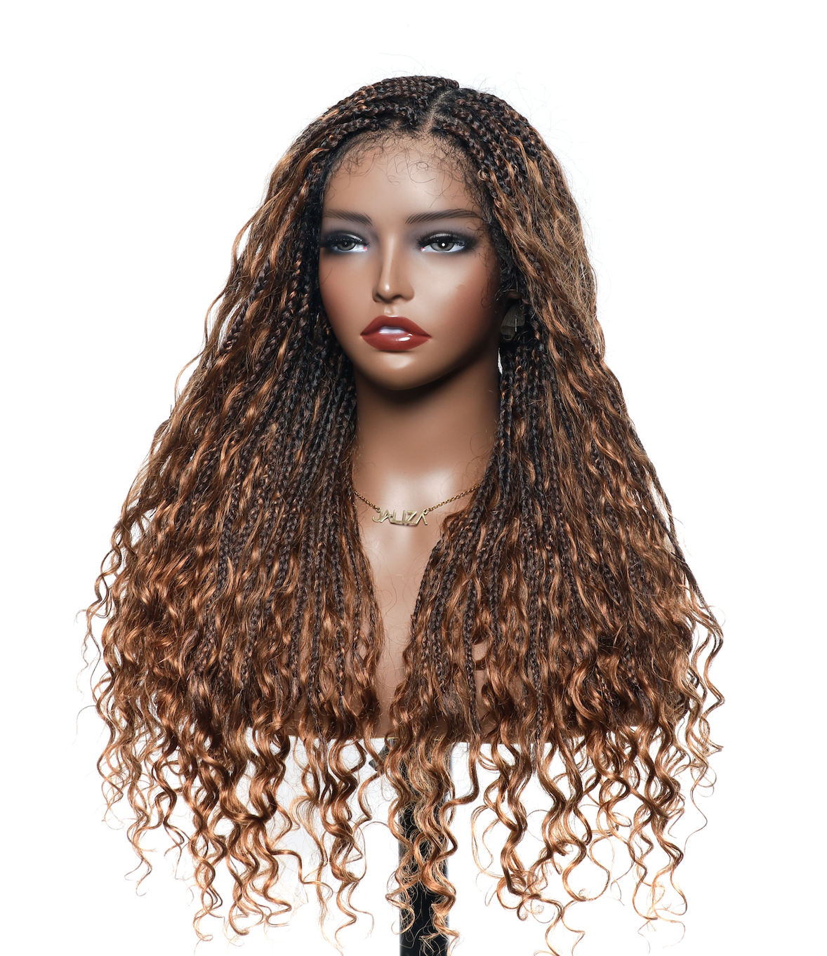 24" HD Lace Lightweight Tangleless Human Hair curls Full Hand Tied Boho Box Braided Wig