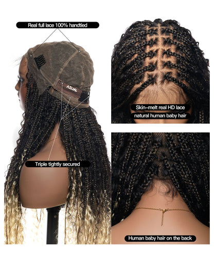 Diane's 36" Pre bleached Human Hair Lace Ombre Boho Box Braided Wig (Extra Full)(Made to order, ships in 1-2 weeks)