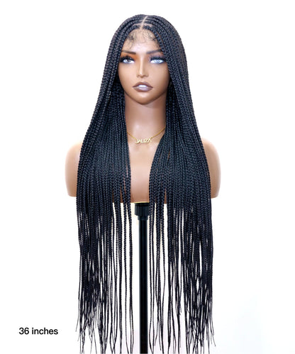 Super High Density HD Lace Knotless Box Braided Wig 36" 121 Strands