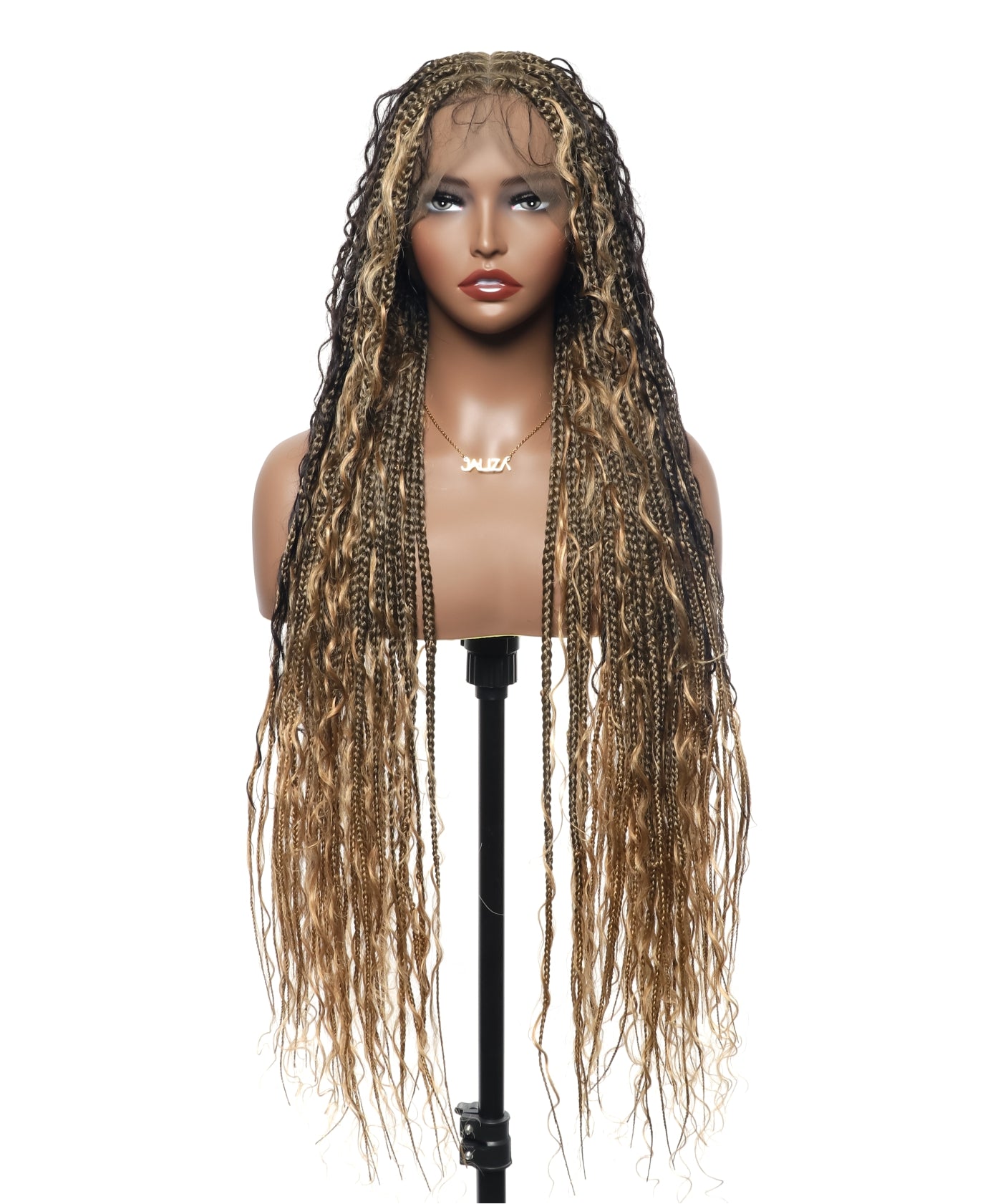 Knotless Tangleless Boho Box Braided Wig 36" 86 Strands Blend Color #1B&30&27&613