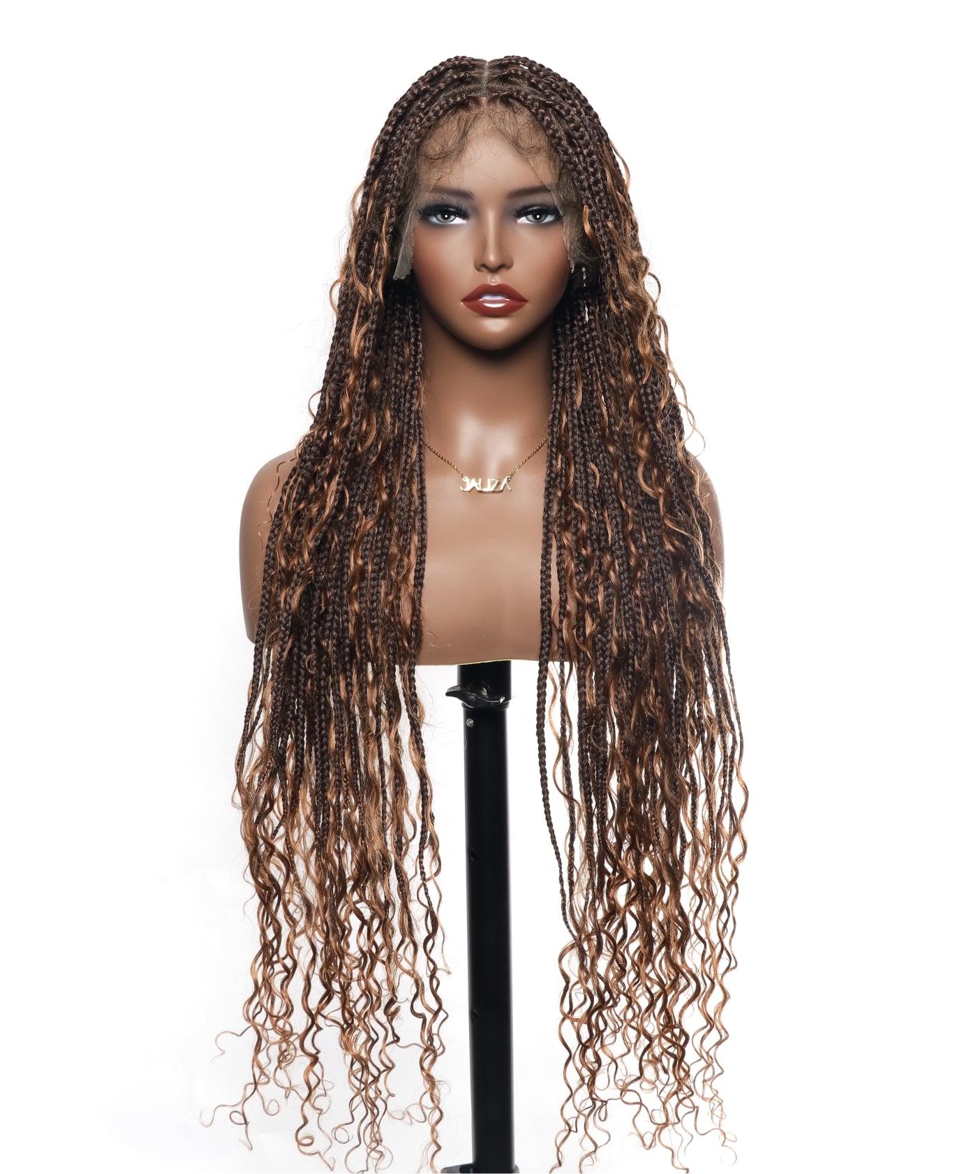 Tangleless Human Hair Boho Curls HD Lace Knotless Box Braided Wig Full Hand-tied - Human Baby Hair