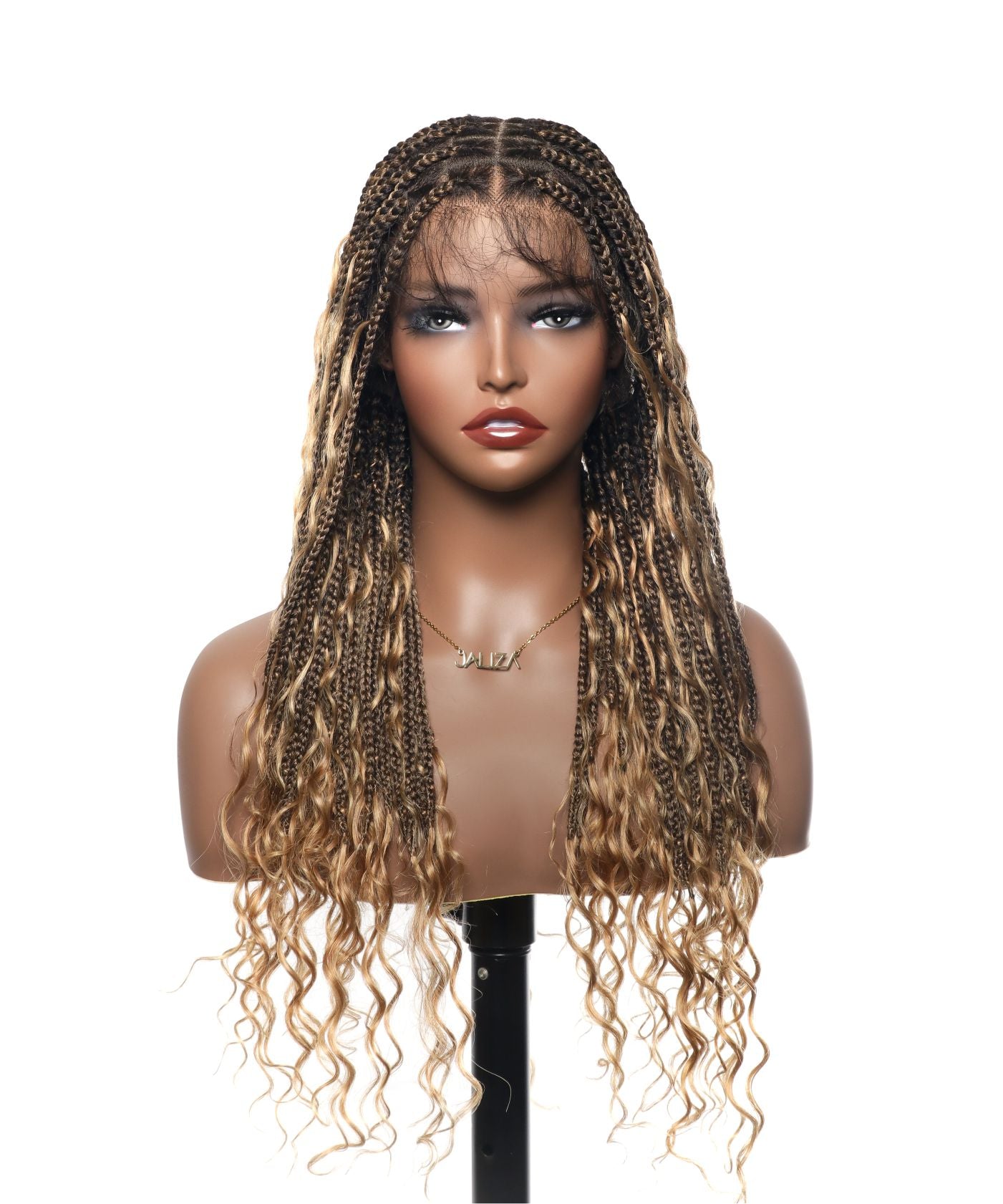 24" HD Lace Lightweight Tangleless Human Hair curls Full Hand Tied Boho Box Braided Wig