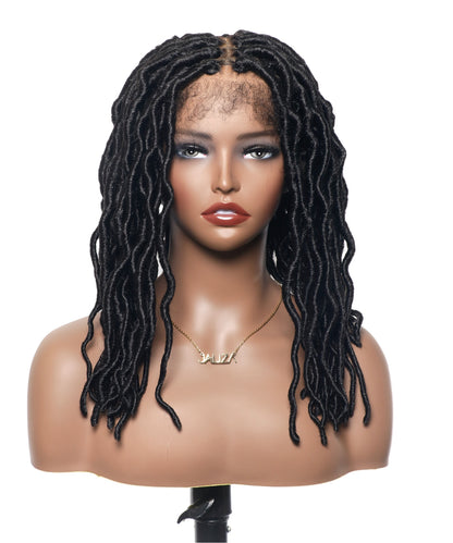 14“ Pre Bleached HD Full Lace Locs Braided Wig 80 Strands