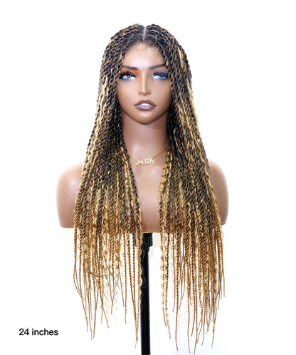 Honey Blond HD Lace Tangleless Boho Twist Braided Wig 79 Strands