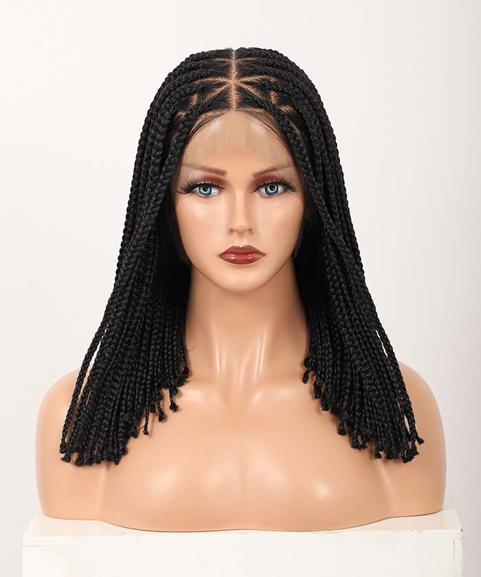 Fancivivi 14" Small Triangle Short Box Braids Hand Tied Full Lace Knotless Wig