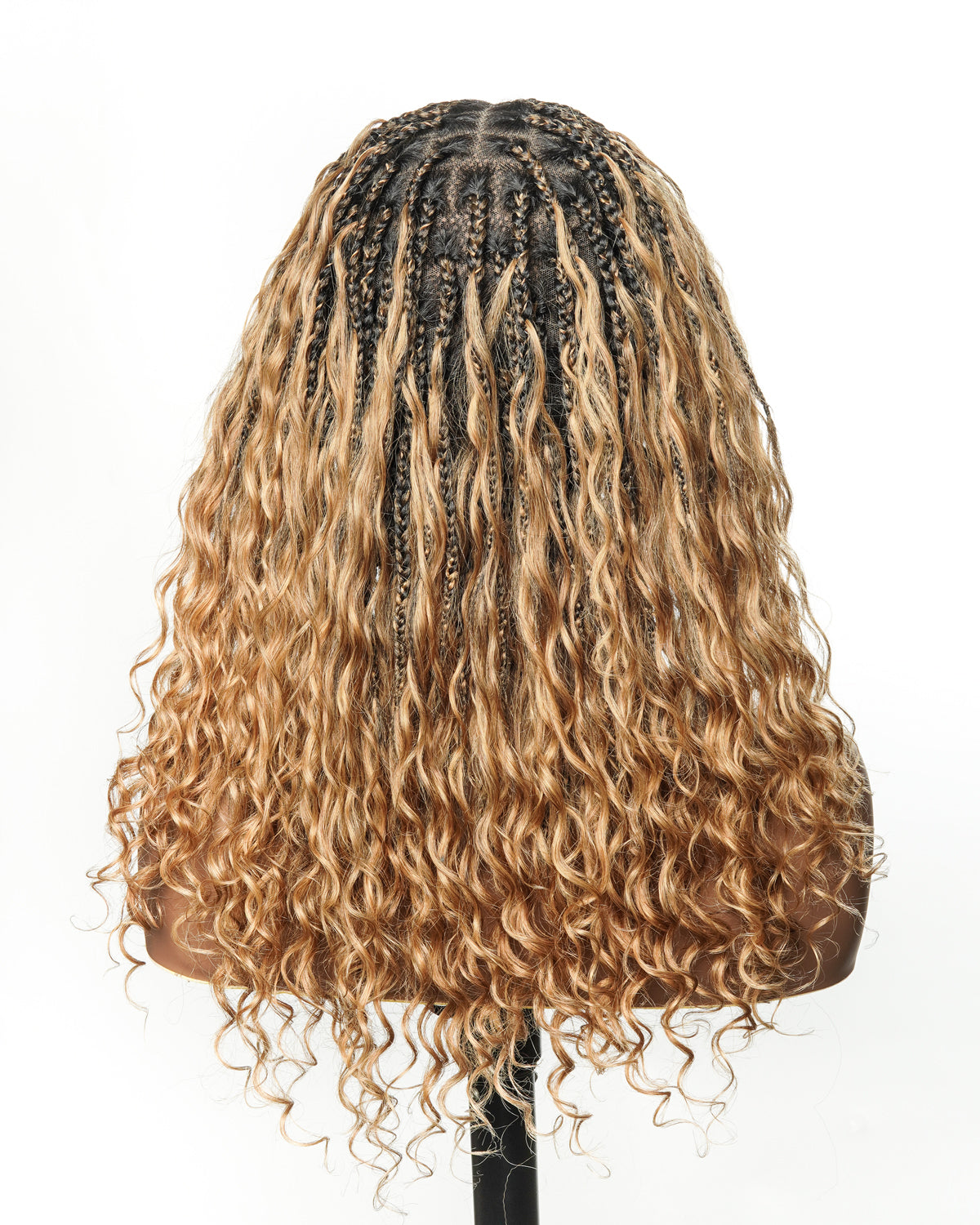 18" Blend 1B 27 613 Color HD Full Lace Human Hair Boho Curls Short Braided Wig (Made to order, ships in 1-2 weeks)