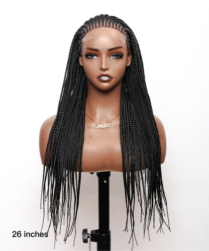 Cornrow Box Braided Wig 26" Full Hand-tied HD Lace 90 Strands - No Baby Hair