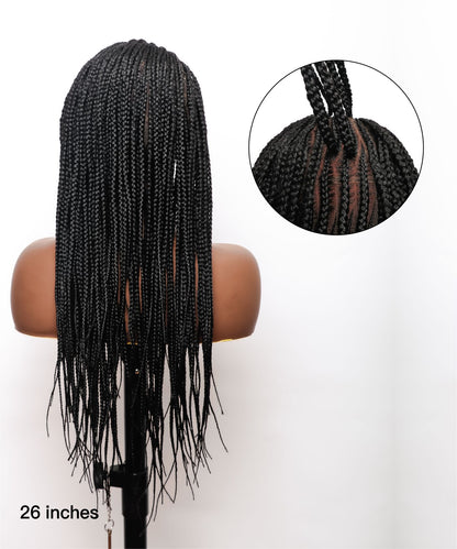 Cornrow Box Braided Wig 26" Full Hand-tied HD Lace 90 Strands - No Baby Hair