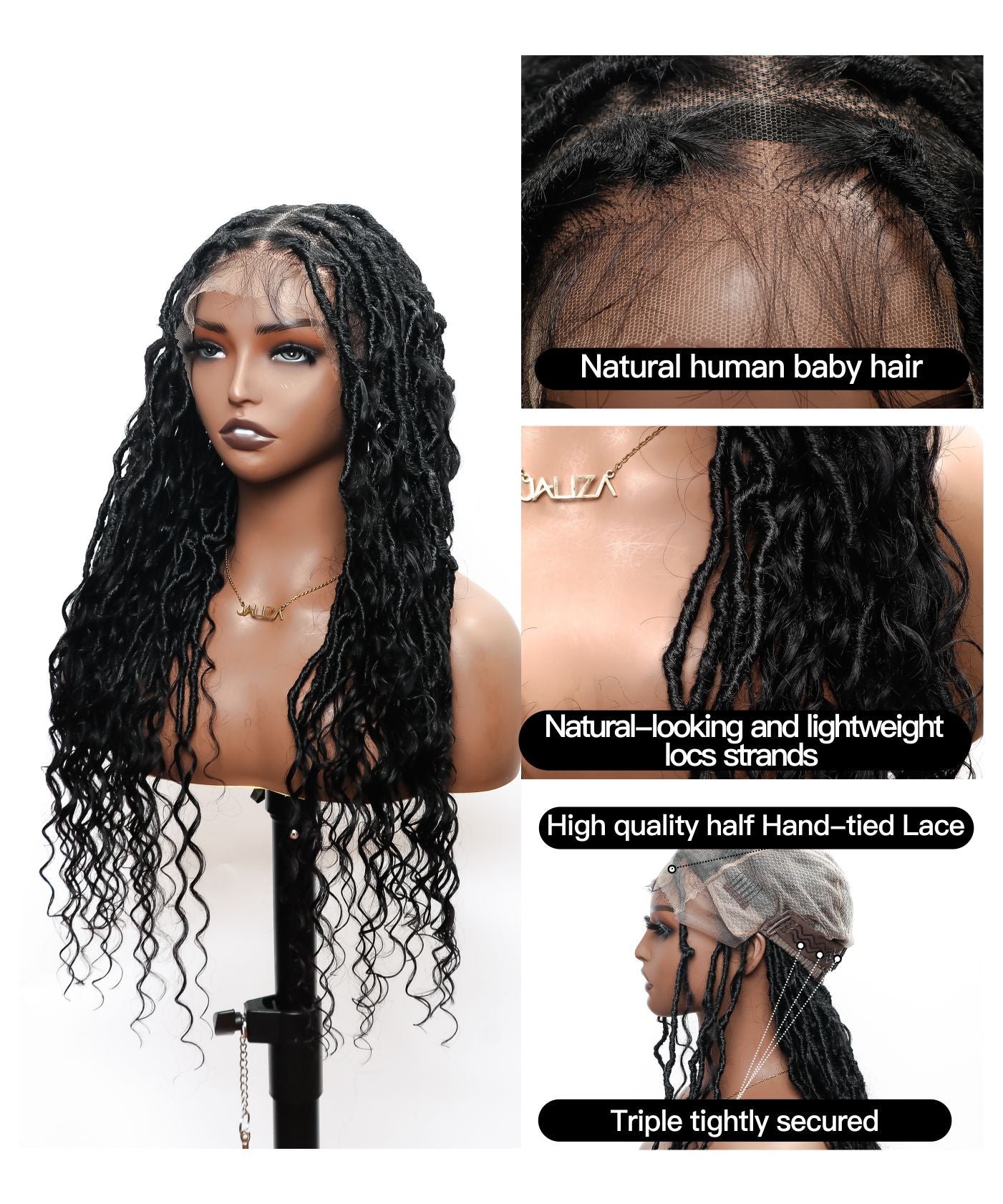 Boho Curls Braided Locs Wig 2