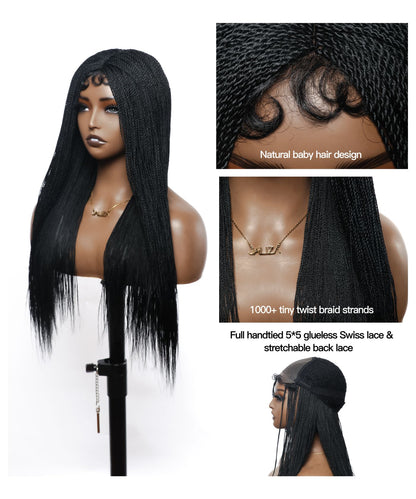 Glueless Micro Needle Senegalese Twist Braided Wig