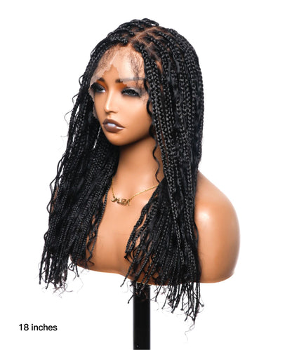 Pre Bleached Human Hair Lace Tangleless HD Lace Knotless Boho Box Braided Wig 88 Strands