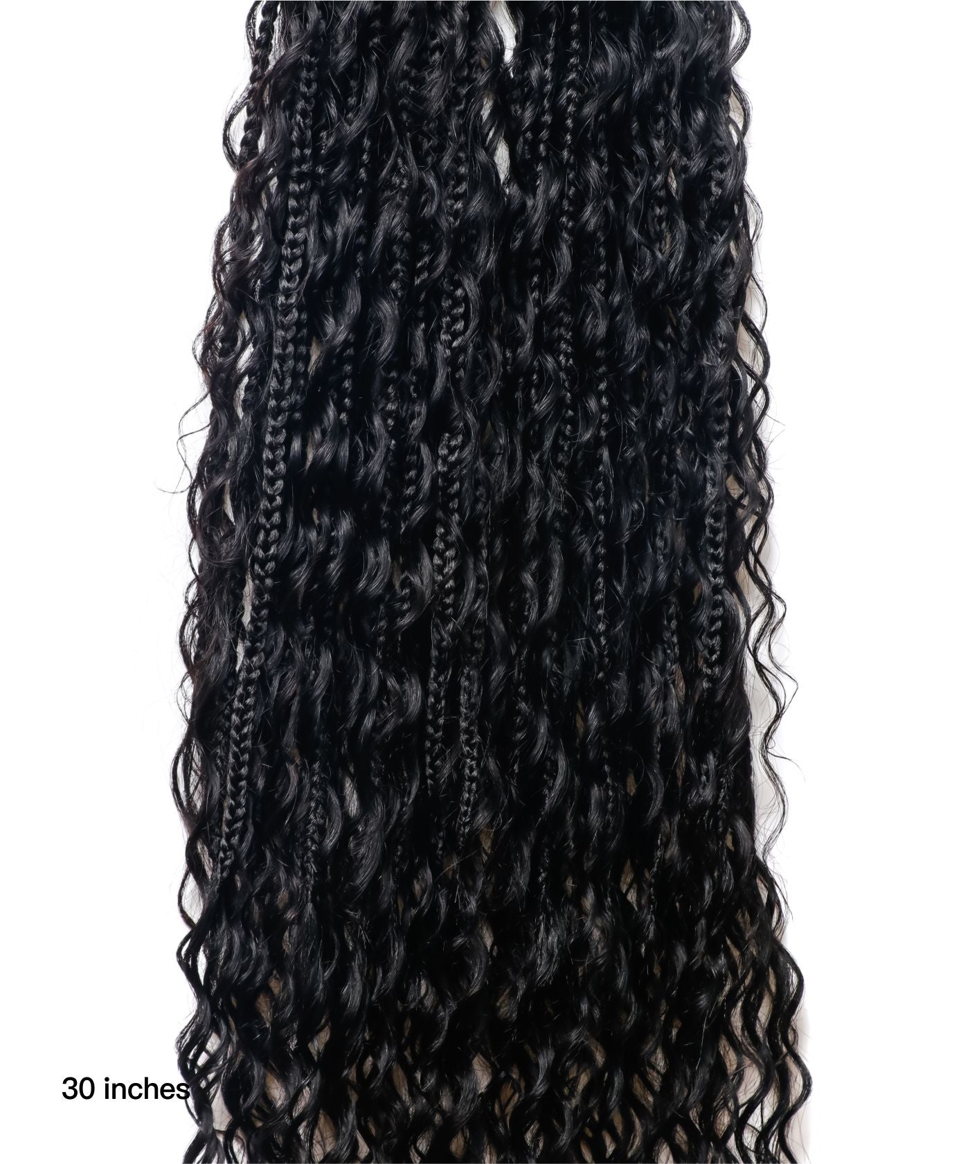 Crochet Boho Box Braids With Human Hair Curls 30"（5 pieces boho curls and curly ends）