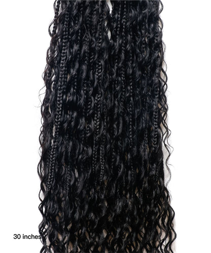 Crochet Boho Box Braids With Human Hair Curls 30"（5 pieces boho curls and curly ends）