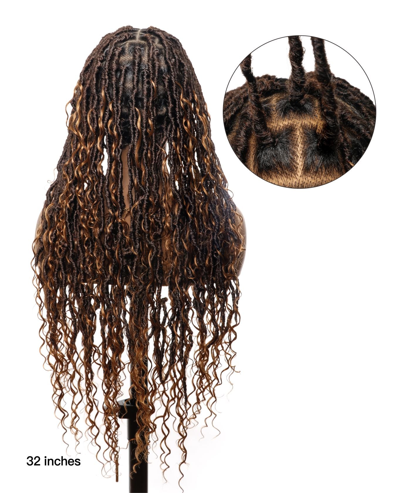 Tangleless Boho Locs Braided Wig HD Lace Human Boho Curls28“ 65 Strands - Human Baby Hair