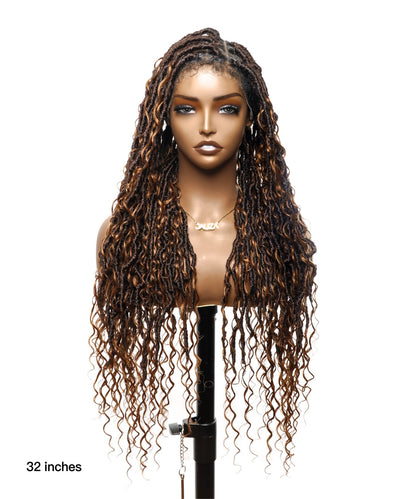 Tangleless Boho Locs Braided Wig HD Lace Human Boho Curls28“ 65 Strands - Human Baby Hair