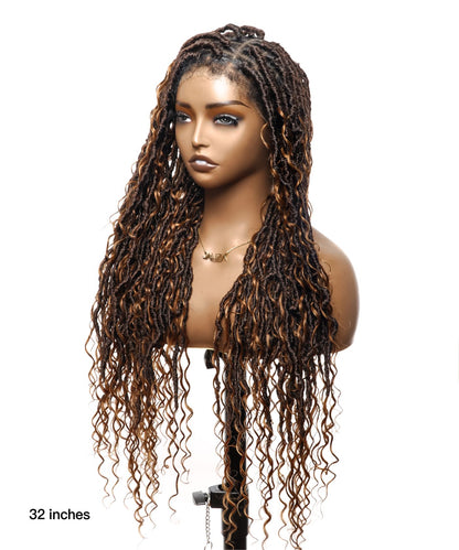 Tangleless Boho Locs Braided Wig HD Lace Human Boho Curls28“ 65 Strands - Human Baby Hair