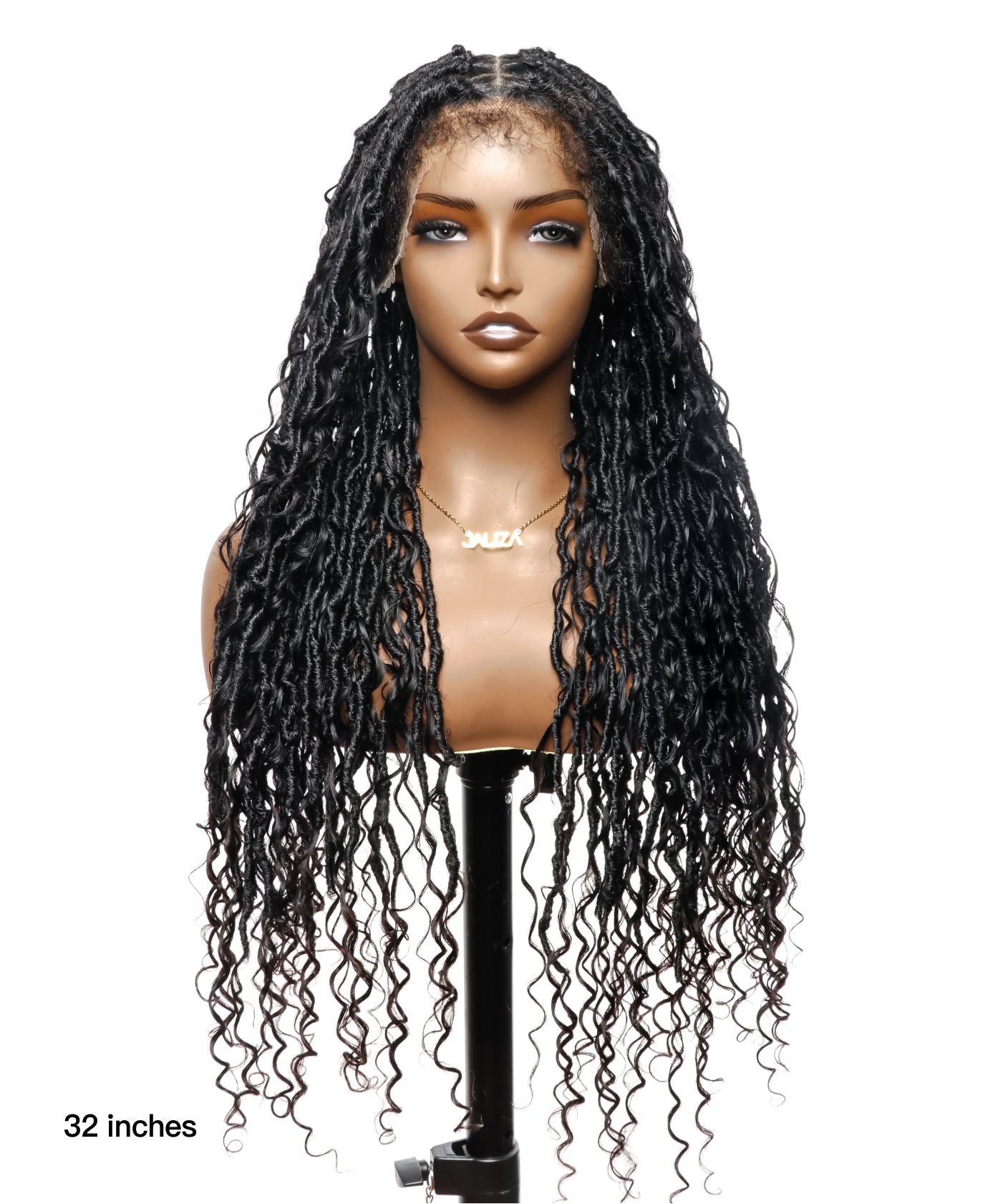 Tangleless Boho Locs Braided Wig HD Lace Human Boho Curls28“ 65 Strands - Human Baby Hair