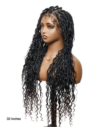 Tangleless Boho Locs Braided Wig HD Lace Human Boho Curls28“ 65 Strands - Human Baby Hair