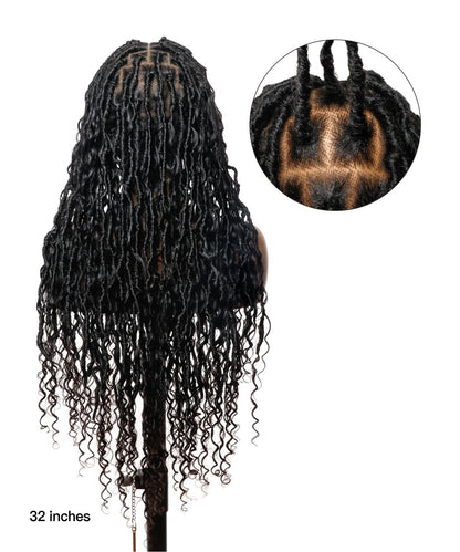 Tangleless Boho Locs Braided Wig HD Lace Human Boho Curls28“ 65 Strands - Human Baby Hair