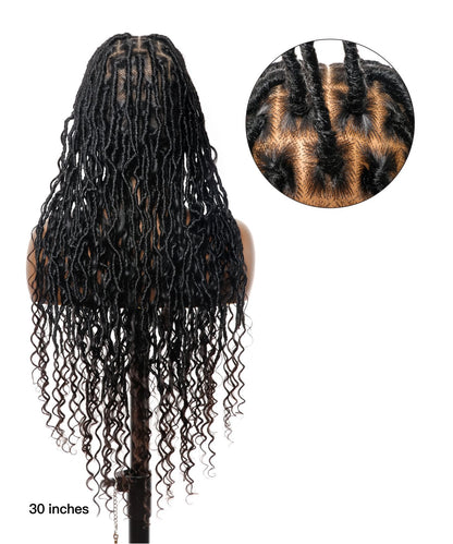 Tangleless 28" Boho Locs Braided Wig Human Boho Curls 65 Strands - Human Baby Hair