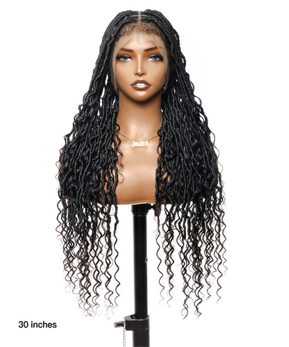 Tangleless 28" Boho Locs Braided Wig Human Boho Curls 65 Strands - Human Baby Hair