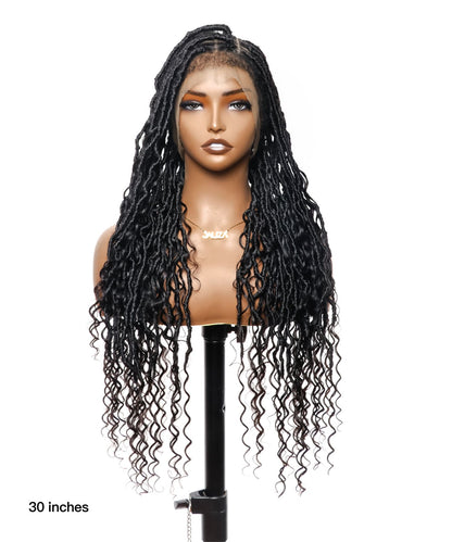 Tangleless 28" Boho Locs Braided Wig Human Boho Curls 65 Strands - Human Baby Hair