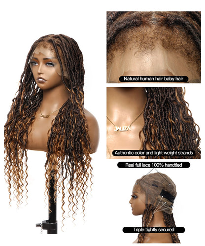 Tangleless 28" Boho Locs Braided Wig Human Boho Curls 65 Strands - Human Baby Hair