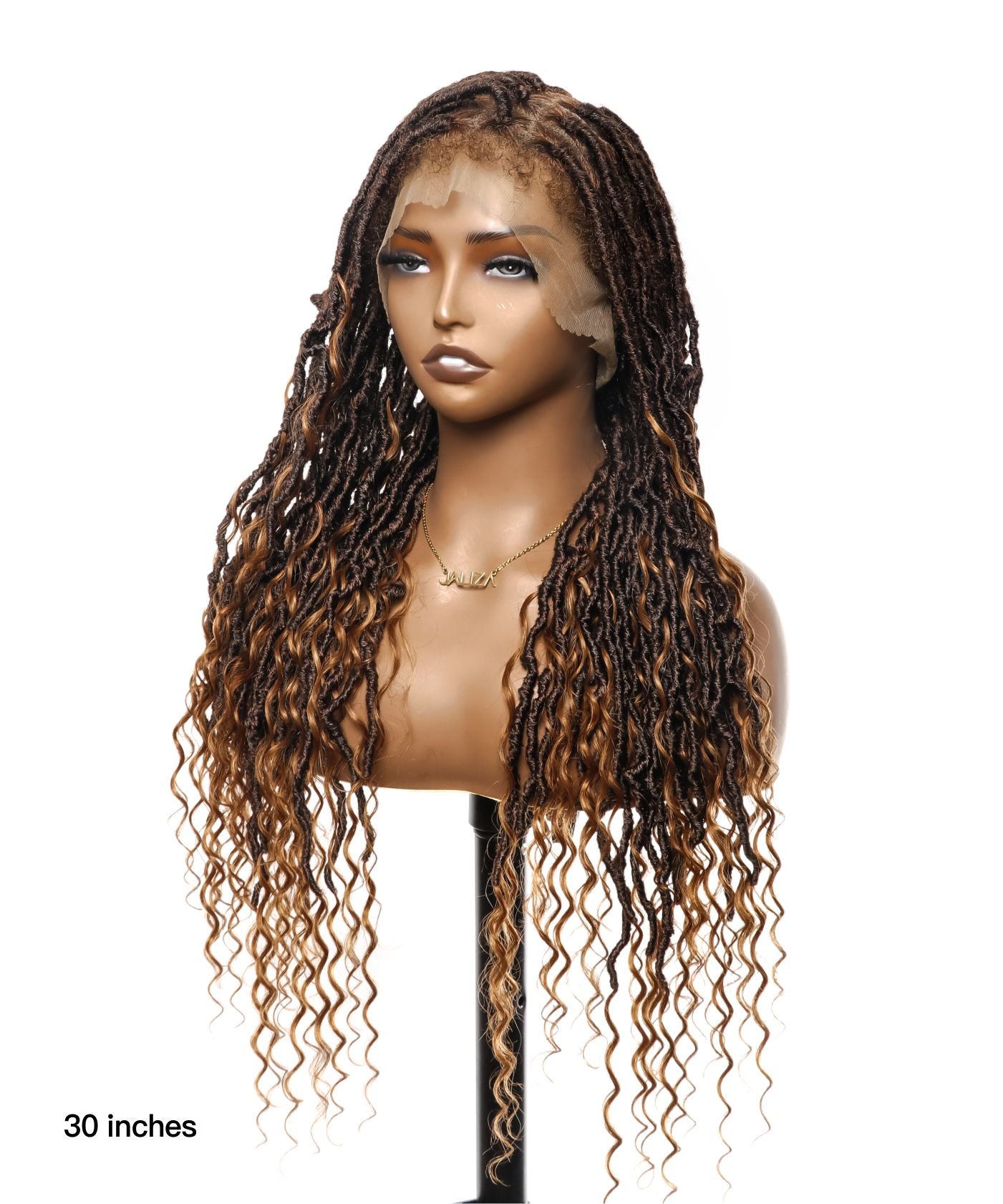 Tangleless 28" Boho Locs Braided Wig Human Boho Curls 65 Strands - Human Baby Hair