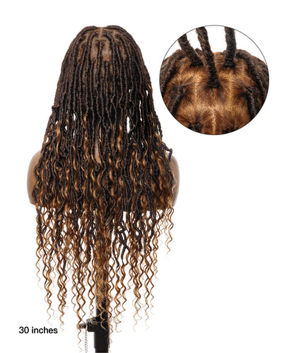 Tangleless 28" Boho Locs Braided Wig Human Boho Curls 65 Strands - Human Baby Hair