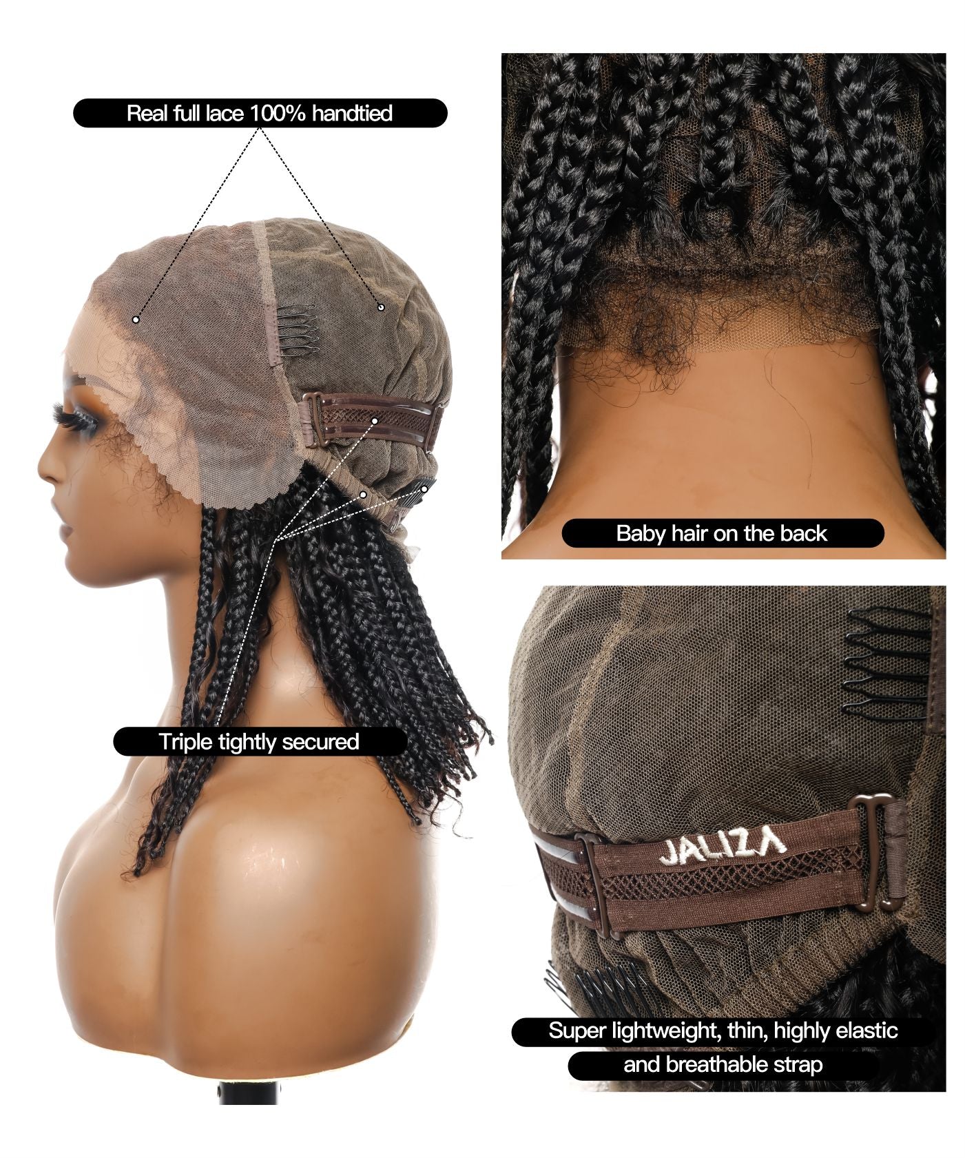 Pre Bleached Tangleless 12" HD Lace Knotless Box Boho Braided Wig 88 Strands - Human Hair Roots & Boho Curls & Baby Hair