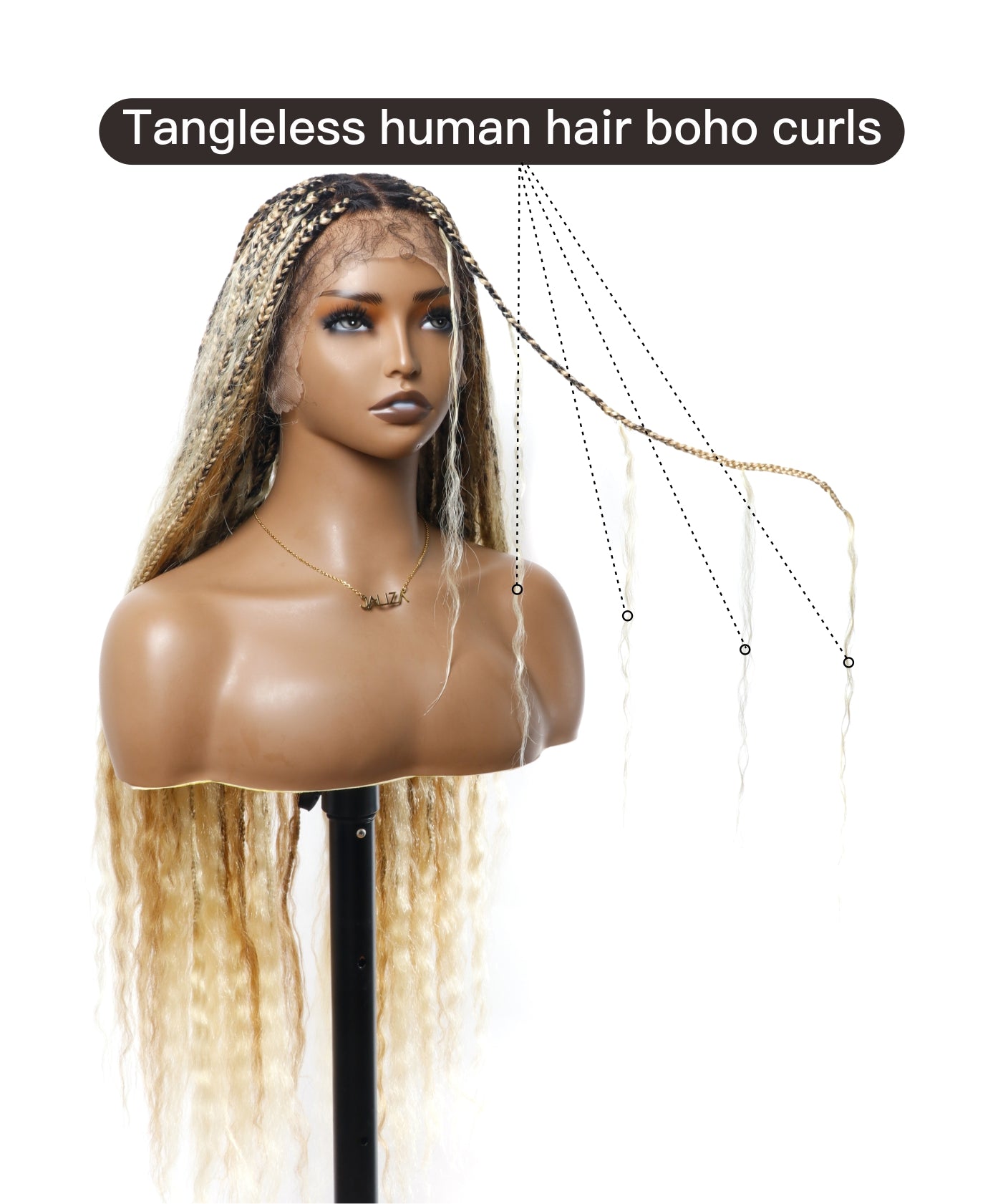 Wet & Wavy 27/613 Pre Bleached Weightless Tangleless 36" Knotless Super Boho Box Braided Wig