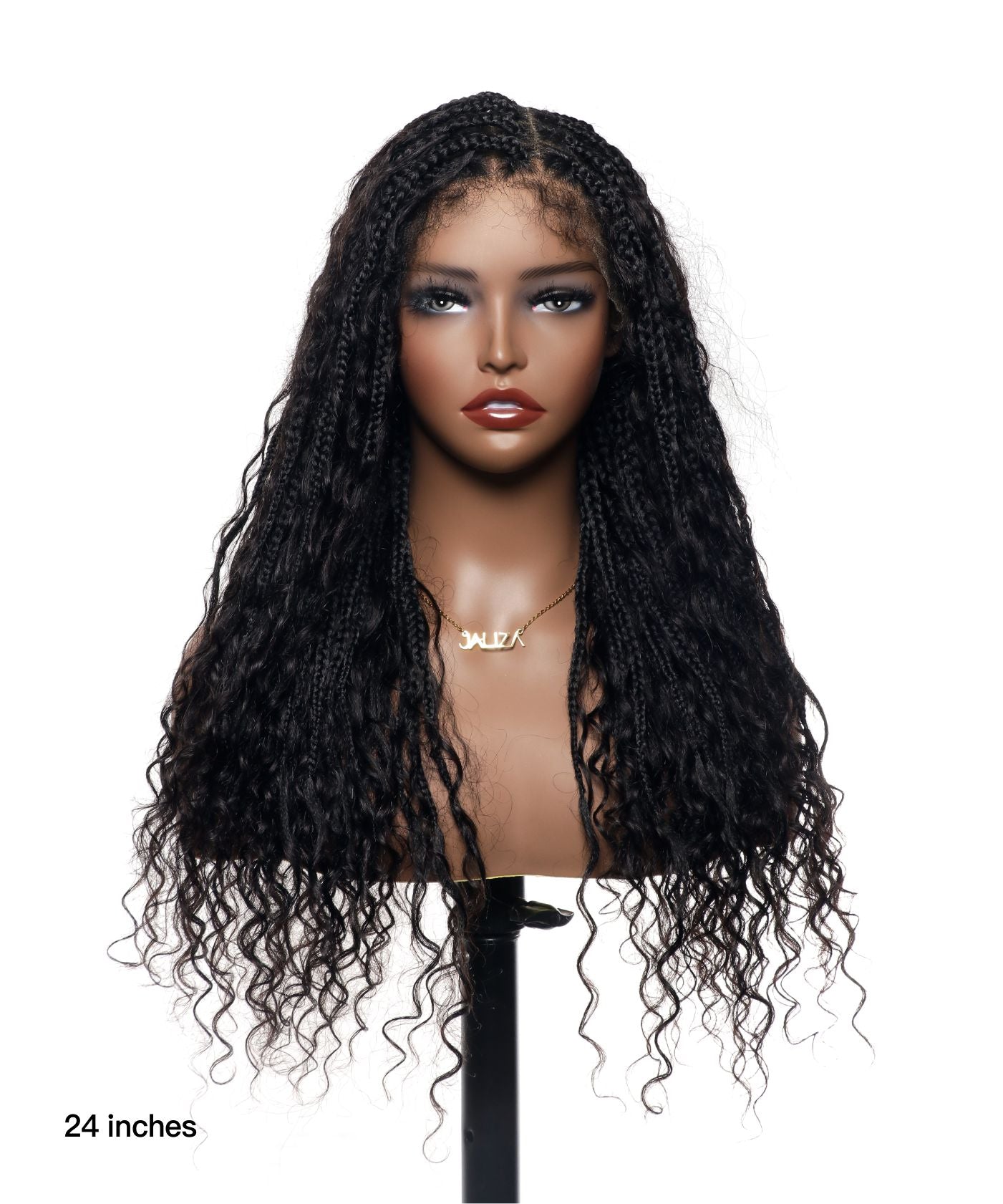 24 inches black boho braided wig