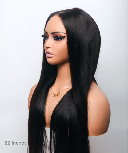 24" Straight Tiny Knots Pre Bleached Glueless Human Hair HD Lace Closure Wig