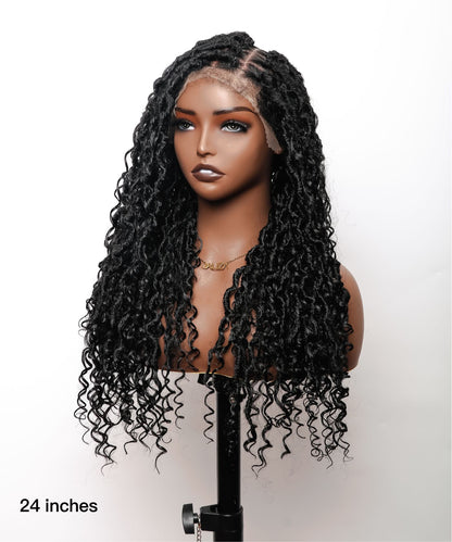 Boho Style Locs Braided Wig 24" HD Lace 65 Strands - Kinky Human Baby Hair