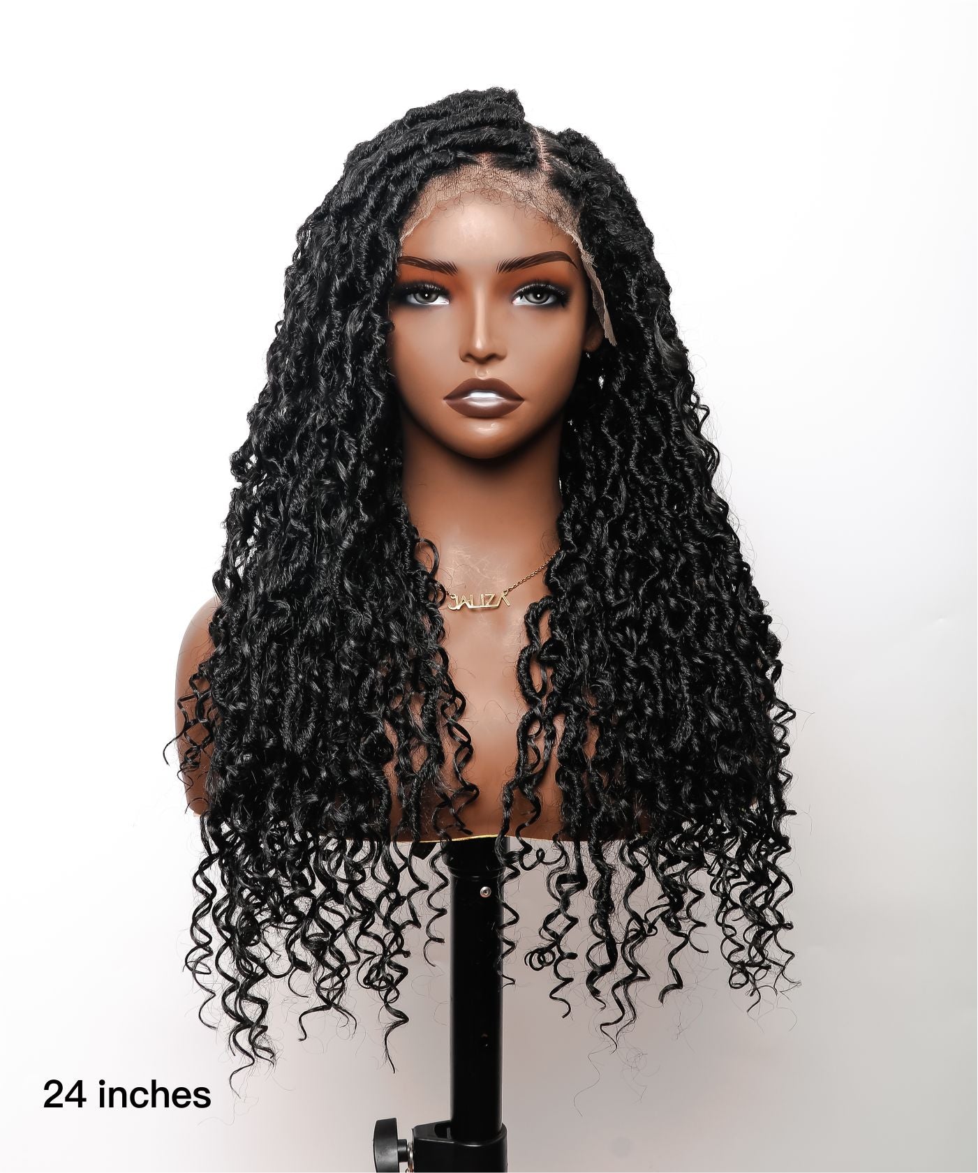 Boho Style Locs Braided Wig 24" HD Lace 65 Strands - Kinky Human Baby Hair