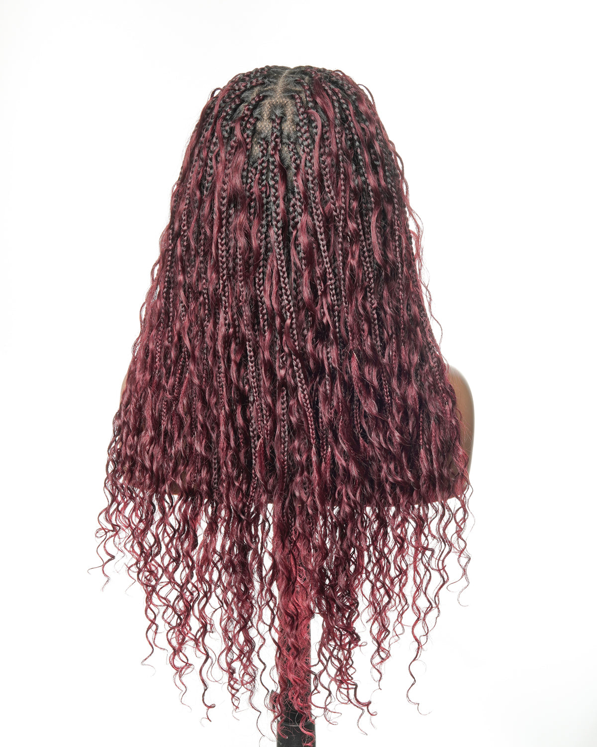 24" HD Full Lace Human Hair Boho Curls Colored Boho Box Braided Wig 100 Strands (Made to order, ships in 1-2 weeks)